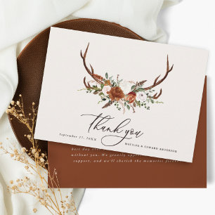 Tarjeta De Agradecimiento Elegante boda rústica gracias a la estafa de la ox