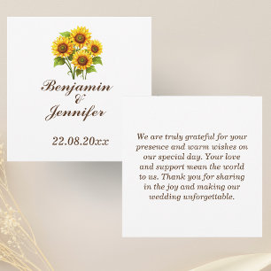 Tarjeta De Agradecimiento Elegante Boda Rústico del Boho Sunflower