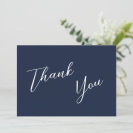 Tarjeta De Agradecimiento Elegante Boda simple azul y blanco de la Marina