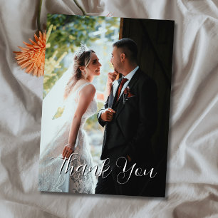 Tarjeta De Agradecimiento Elegante Boda simple foto Champagne Gold