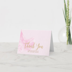 Tarjeta De Agradecimiento Elegante Boda suave rosa vestido suave ducha de no