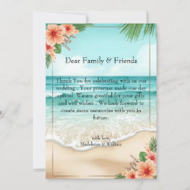 Tarjeta De Agradecimiento Elegante Boda Tropical Costera Hawaiana de Playa