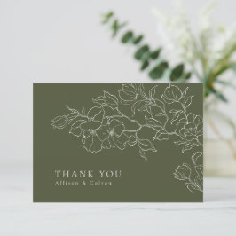 Tarjeta De Agradecimiento Elegante boda verde de salvia floral a mano