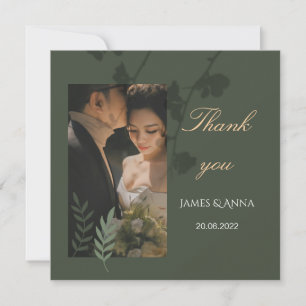 Tarjeta De Agradecimiento Elegante boda verde oliva personalizable 