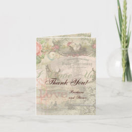 Tarjeta De Agradecimiento Elegante boda vintage matrimonio antiguo vintage