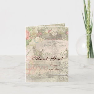 Tarjeta De Agradecimiento Elegante boda vintage matrimonio antiguo vintage