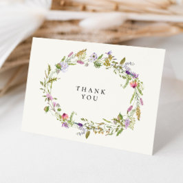 Tarjeta De Agradecimiento Elegante Boda Wreath Garden Wildflower