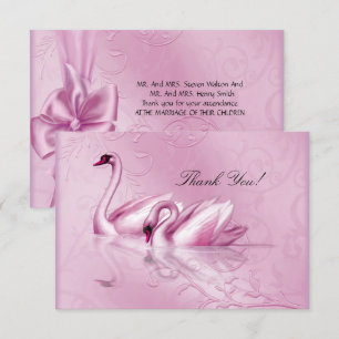 Tarjeta de Agradecimiento Elegante Bodas Cisnes Ro
