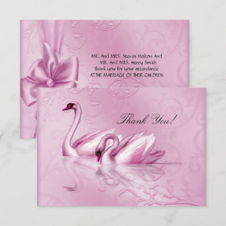 Tarjeta de Agradecimiento Elegante Bodas Cisnes Ro