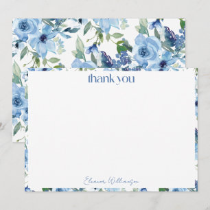 Tarjeta De Agradecimiento Elegante Boho Azul Claro Acuarela Boda Personaliza