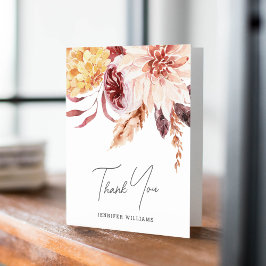 Tarjeta De Agradecimiento Elegante Boho Chic Aquarela Floral Despedida de So