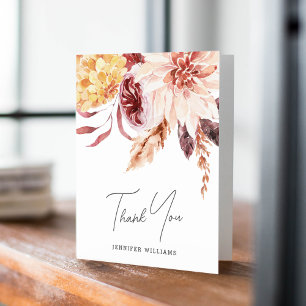 Tarjeta De Agradecimiento Elegante Boho Chic Aquarela Floral Despedida de So