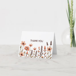 Tarjeta de agradecimiento Elegante Boho de flores 