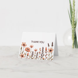 Tarjeta de agradecimiento Elegante Boho de flores