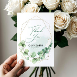 Tarjeta De Agradecimiento Elegante Boho de Verde Eucalipto Desayuno Nupcial