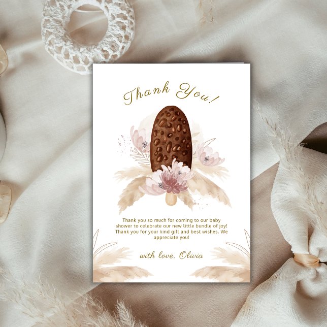 Tarjeta De Agradecimiento Elegante Boho Floral Ice Cream Pop Baby Shower (Elegant Boho Floral Ice Cream Pop Baby Shower Thank You Card)