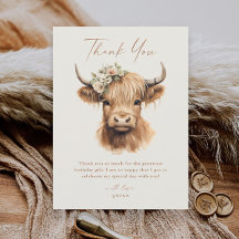 Elegante Boho Highland Cow Cumpleaños Niños