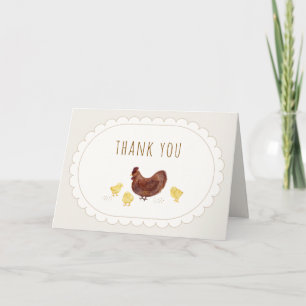 Tarjeta De Agradecimiento Elegante boho neutral Baby Shower de pollito