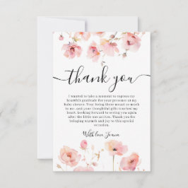 Tarjeta De Agradecimiento Elegante Boho Pastel Pink Floral Baby Shower