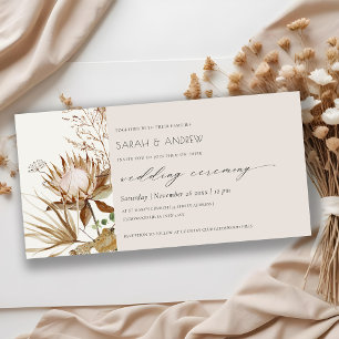 Tarjeta De Agradecimiento Elegante Boho Protea Dry Palm Floral Wedding Invit