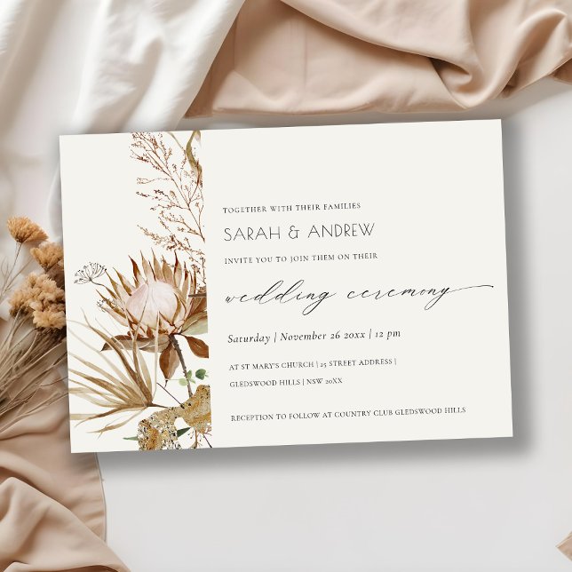 Tarjeta De Agradecimiento Elegante Boho Protea Dry Palm Floral Wedding Invit (Subido por el creador)