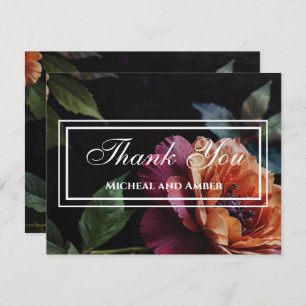 Tarjeta De Agradecimiento Elegante boho vintage de moho floral rojo de durmi