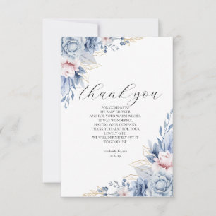 Tarjeta De Agradecimiento elegante Boho Wildflower Baby Shower Gracias