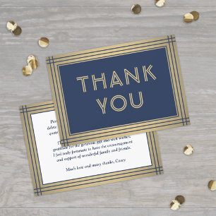 Tarjeta De Agradecimiento Elegante borde clásico tipografía azul marino y do