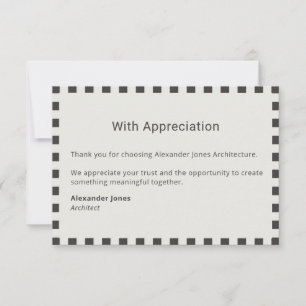 Tarjeta De Agradecimiento Elegante borde de cheque Minimalista Profesional