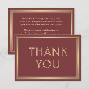 Tarjeta De Agradecimiento Elegante borde y tipografía clásica Burdeos dorado