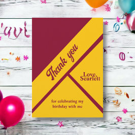 Tarjeta De Agradecimiento Elegante Borgoña Y Moda De Lujo De Oro Cumpleaños