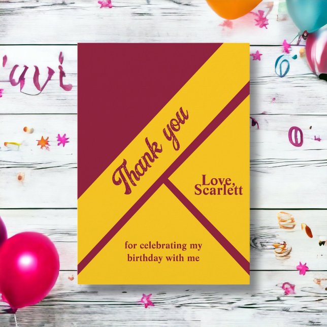 Tarjeta De Agradecimiento Elegante Borgoña Y Moda De Lujo De Oro Cumpleaños (Subido por el creador)