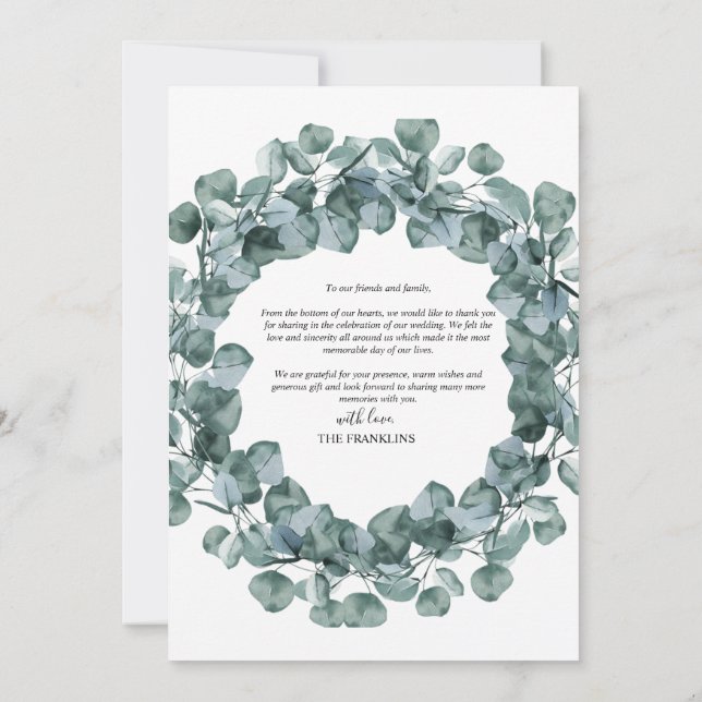 Tarjeta De Agradecimiento Elegante Botánica Acuarela Botánica (Reverso)