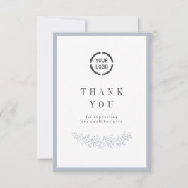 Tarjeta De Agradecimiento Elegante botánico azul turbio con el negocio del l