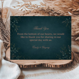 Tarjeta De Agradecimiento Elegante Botánico Oscuro Lujoso