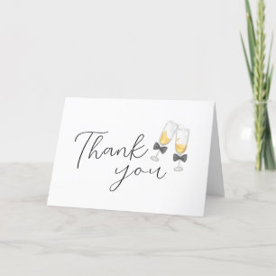 Tarjeta De Agradecimiento Elegante Bow Champagne Sip y Ver Baby Shower