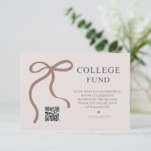 Tarjeta De Agradecimiento Elegante Bow Graduation College Fund QR Code