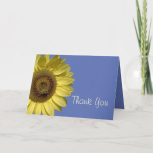 Tarjeta De Agradecimiento Elegante, brillante girasol amarillo de verano gra