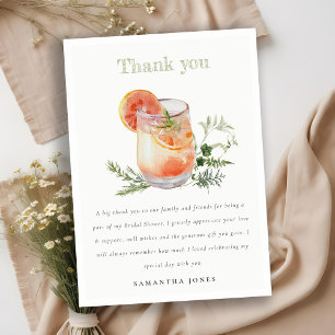 Tarjeta De Agradecimiento Elegante Brindis Naranja Verde Marfil para Despedi