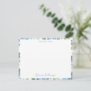 Tarjeta De Agradecimiento Elegante Brunch Boho Blue Light Watercolor Azul Bu