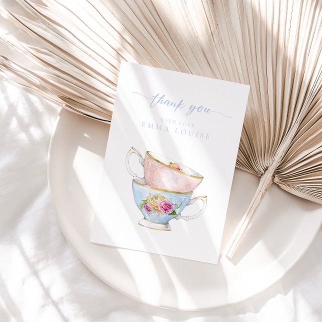 Tarjeta De Agradecimiento Elegante brunch de novias de té de flores (Subido por el creador)
