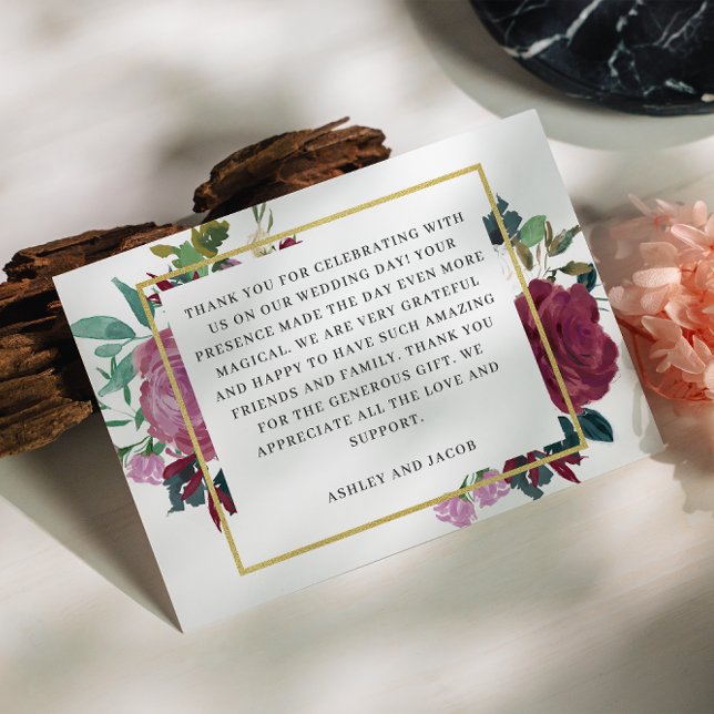 Tarjeta De Agradecimiento Elegante burdeos / boda de flores de huerto (Subido por el creador)