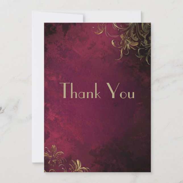 Tarjeta De Agradecimiento Elegante Burgundy & Faux Gold (Anverso)