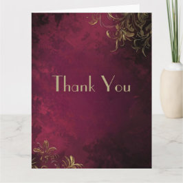 Tarjeta De Agradecimiento Elegante Burgundy & Faux Gold