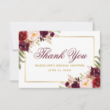 Elegante Burgundy Floral Oro Ducha Nupcial