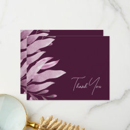 Tarjeta De Agradecimiento Elegante Burgundy Grandes Hojas Boda Gracias Tarje