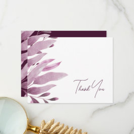 Tarjeta De Agradecimiento Elegante Burgundy Grandes Hojas Boda Gracias Tarje