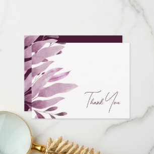 Tarjeta De Agradecimiento Elegante Burgundy Grandes Hojas Boda Gracias Tarje