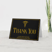 Elegante Caduceo Médico Personalizado Negro Oro