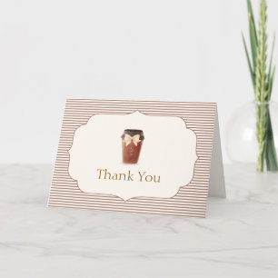 Tarjeta De Agradecimiento Elegante Café Bébé de raya marrón Fiesta de bebé